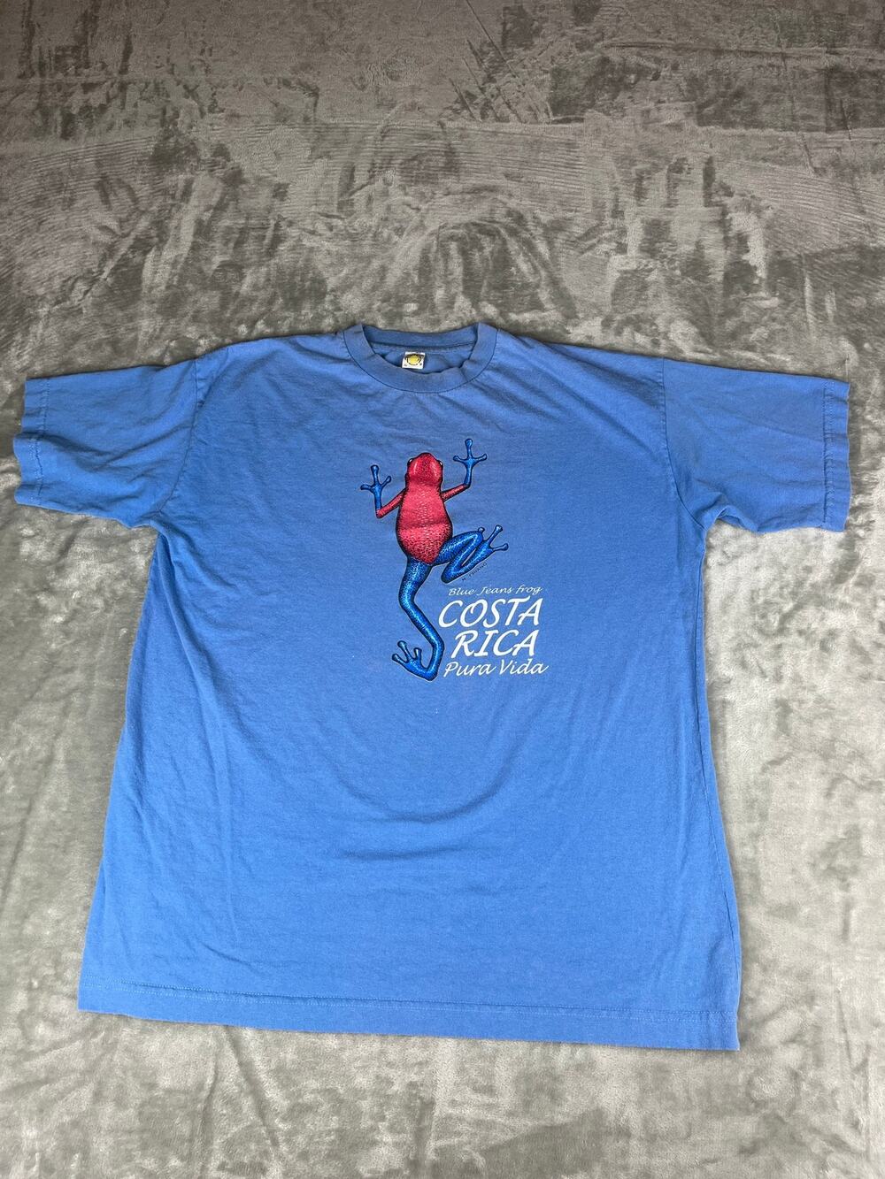 Vintage Costa Rica "Pura Vida" Poison Dart Frog Tee – Blue, Souvenir